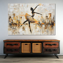 Dancer's Leap Through Gold - NicheCanvas