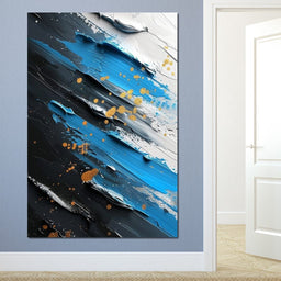 Sapphire Strokes Gold Specks 2 - NicheCanvas