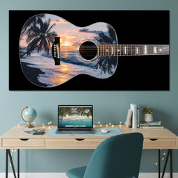 Tropical Sunset Guitar Dream - NicheCanvas