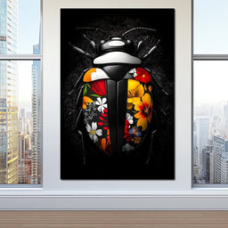 Floral Beetle Kaleidoscope - NicheCanvas