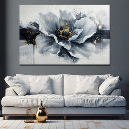 Golden Flecks on Monochrome Petals - NicheCanvas