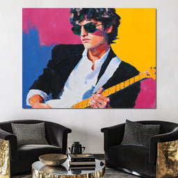 Vibrant Retro Electric Guitarist - NicheCanvas
