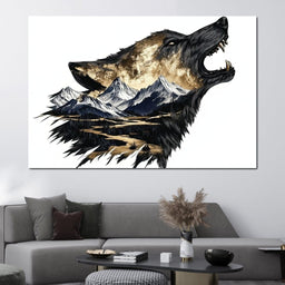 Wolf and Mountain Harmony - NicheCanvas