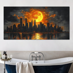 Golden Cityscape Nocturne - NicheCanvas