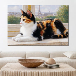 Dreamy Feline Parisian View - NicheCanvas