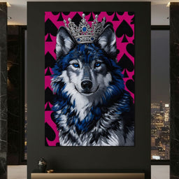 Majestic Crowned Wolf Royalty - NicheCanvas