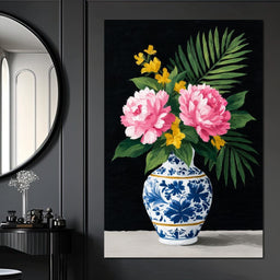 Floral Elegance in Blooming Vase - NicheCanvas