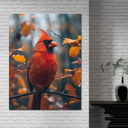 Autumn Cardinal's Perch - NicheCanvas