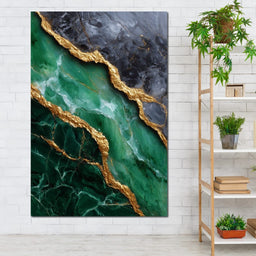 Gilded Emerald Marble Rift - NicheCanvas