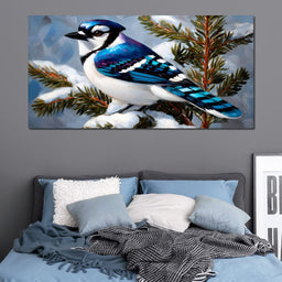 Winter Songbird on Pines - NicheCanvas