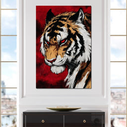 Fierce Tiger Red Eyes Roar - NicheCanvas
