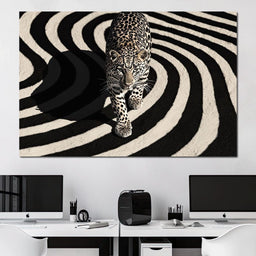 Leopard in Monochrome Swirls - NicheCanvas
