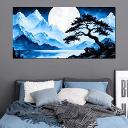 Moonlit Tranquil Peakscape - NicheCanvas