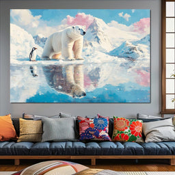 Polar Bears Companions Reflected - NicheCanvas