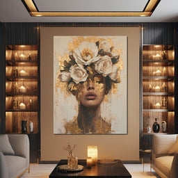 Golden Petal Visage | NicheCanvas