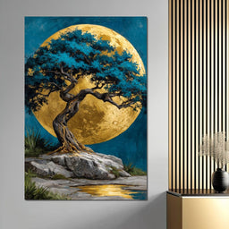 Golden Moonlit Tree Reverie - NicheCanvas