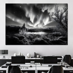 Monochrome Celestial Night's Embrace - NicheCanvas