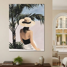 Coastal Palm Retreat Woman Hat - NicheCanvas