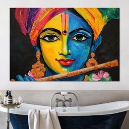 Divine Radiance of Vibrant Krishna - NicheCanvas