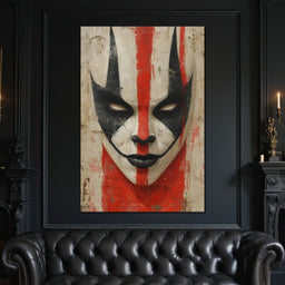 Tribal Mask Red Strike Face - NicheCanvas