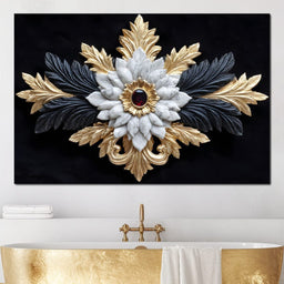 Baroque Marble Gold Ruby Emblem - NicheCanvas