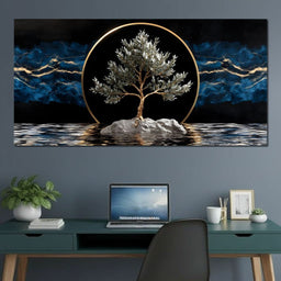 Golden Olive Tree Halo Reflection - NicheCanvas