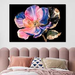Gilded Petals Unfolding Into Night - NicheCanvas