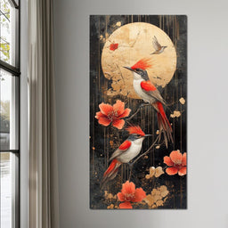 Golden Birds and Blossoms Fantasy - NicheCanvas