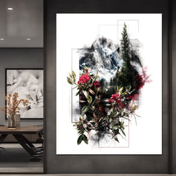 Alpine Peak Floral Montage - NicheCanvas