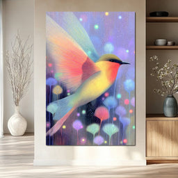 Luminous Bird of Starlit Garden - NicheCanvas