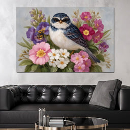 Bluebird Garden Blossom Song - NicheCanvas