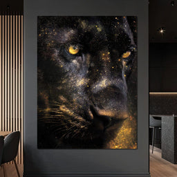 Golden Starlight Panther Portrait - NicheCanvas