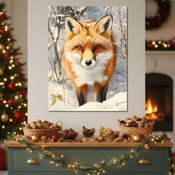 Winter Fox Glance of Quiet Wild - NicheCanvas