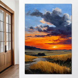 Golden Prairie Sunset Skystorm - NicheCanvas