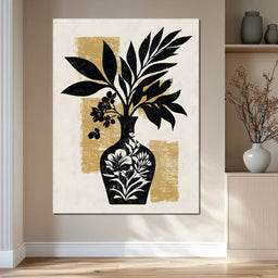 Botanical Vase Silhouette Gold - NicheCanvas