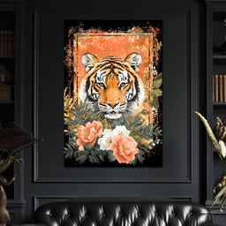 Tiger Majesty Floral Harmony - NicheCanvas