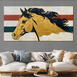 Golden Stallion Portrait - NicheCanvas