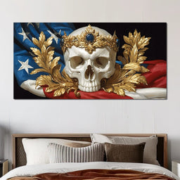 Regal Skull Golden Laurel Tribute - NicheCanvas