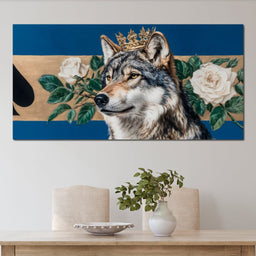 Golden Crowned Wolf Majesty - NicheCanvas