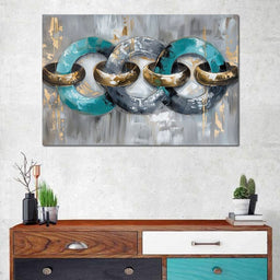 Aqua Gold Swirl Harmony - NicheCanvas
