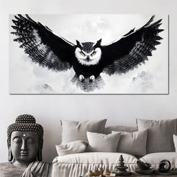 Nocturnal Owl Majesty Unfurled - NicheCanvas