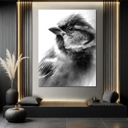 Feathered Sentinel Monochrome - NicheCanvas