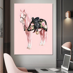 Blush Pony Floral Saddle - NicheCanvas