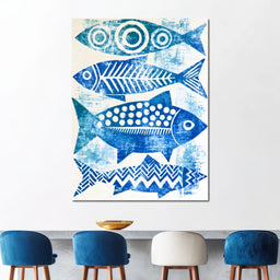 Four Geometric Marine Forms Swimming Together - NicheCanvas