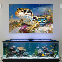 Golden Lizard Meadow Glow - NicheCanvas