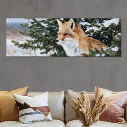 Winter Red Fox Pine Watcher - NicheCanvas