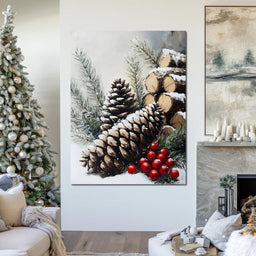 Snowy Pinecone Winter Gathering - NicheCanvas