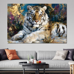 Golden White Tiger Reverie - NicheCanvas