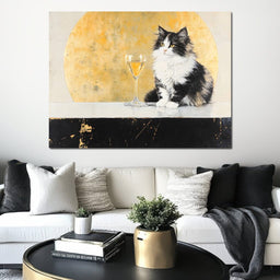 Golden Feline Elegance Scene - NicheCanvas