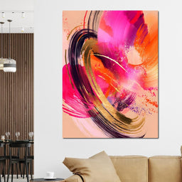 Radiant Magenta Gold Swirl Energy - NicheCanvas